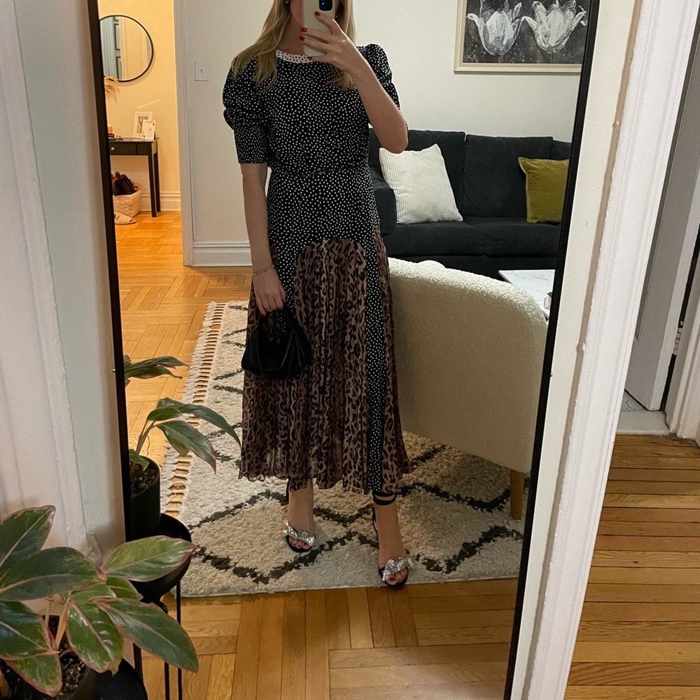 Rixo cheetah polka dot dress